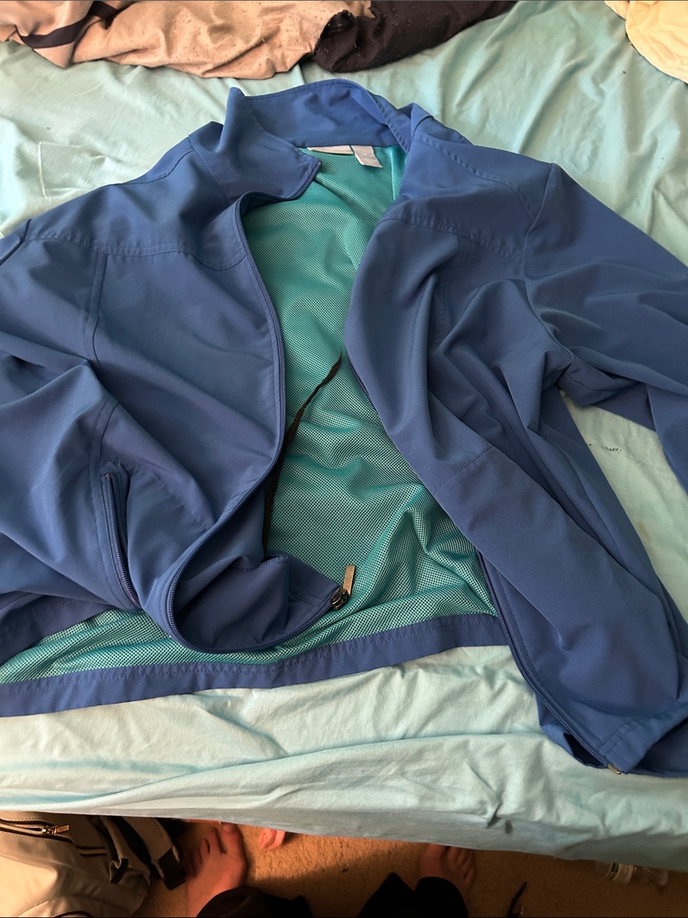 Liz & Me Navy Jacket with Teal Mesh Lining